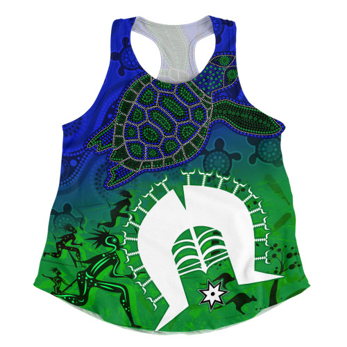 Indigenous Australian Aboriginal Women Racerback Singlet Island Heart Turtle Path