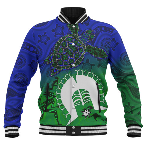 Indigenous Australian Aboriginal Baseball Jacket Island Heart Turtle Path
