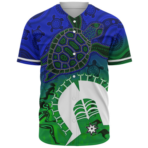 Indigenous Australian Aboriginal Baseball Shirt Island Heart Turtle Path