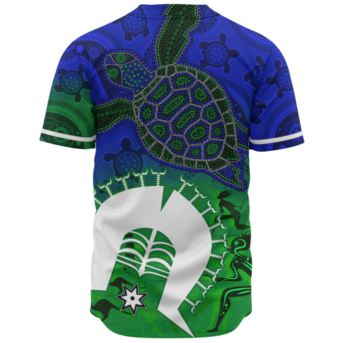 Indigenous Australian Aboriginal Baseball Shirt Island Heart Turtle Path