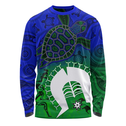 Indigenous Australian Aboriginal Long Sleeve T-shirt Island Heart Turtle Path