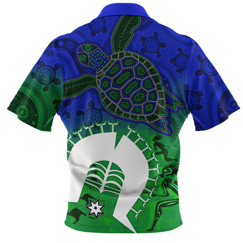 Indigenous Australian Aboriginal Zip Polo Shirt Island Heart Turtle Path Indigenous Australian Aboriginal Zip Polo Shirt Island Heart Turtle Path
