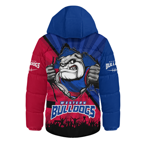 Western Bulldogs Hooded Padded Jacket Breaking Through Fan Design Western Bulldogs Hooded Padded Jacket Breaking Through Fan Design