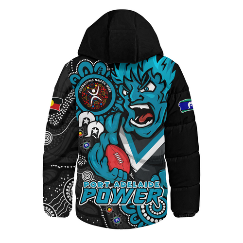 Port Adelaide Hooded Padded Jacket Power Through Generations NAIDOC Edition