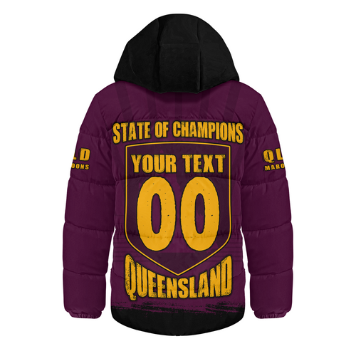 Queensland Maroons Hooded Padded Jacket Dynasty Of Maroons