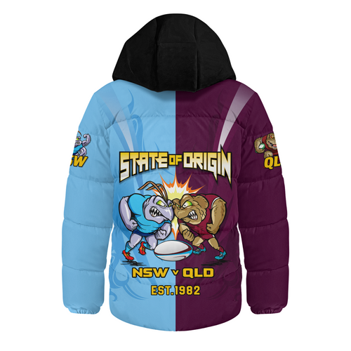 Queensland Maroons Hooded Padded Jacket Custom State Of Origin 2024 Tough Fan Rugby For Life QLD vs NSW