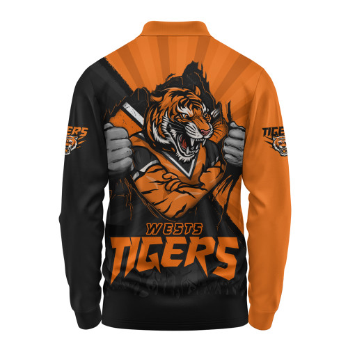 Wests Tigers Long Sleeve Polo Shirt Fearless Soul Series Wests Tigers Long Sleeve Polo Shirt Fearless Soul Series