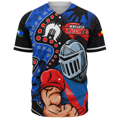 Newcastle Knights Baseball Shirt NAIDOC Indigenous Warrior Spirit