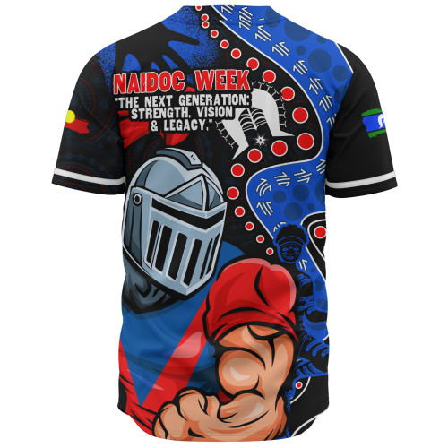 Newcastle Knights Baseball Shirt NAIDOC Indigenous Warrior Spirit