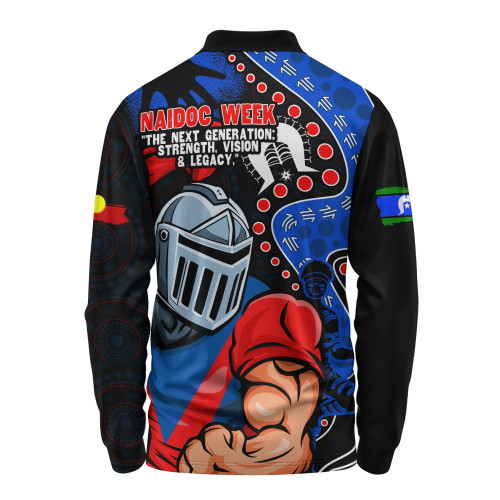 Newcastle Knights Long Sleeve Polo Shirt NAIDOC Indigenous Warrior Spirit