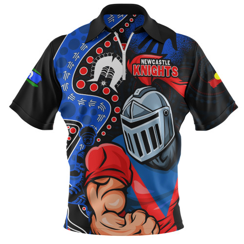 Newcastle Knights Zip Polo Shirt NAIDOC Indigenous Warrior Spirit