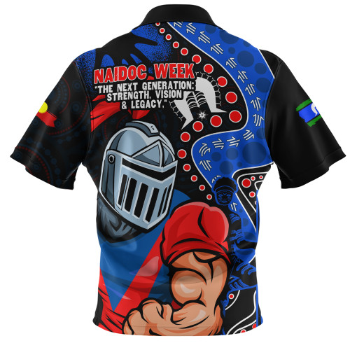 Newcastle Knights Zip Polo Shirt NAIDOC Indigenous Warrior Spirit