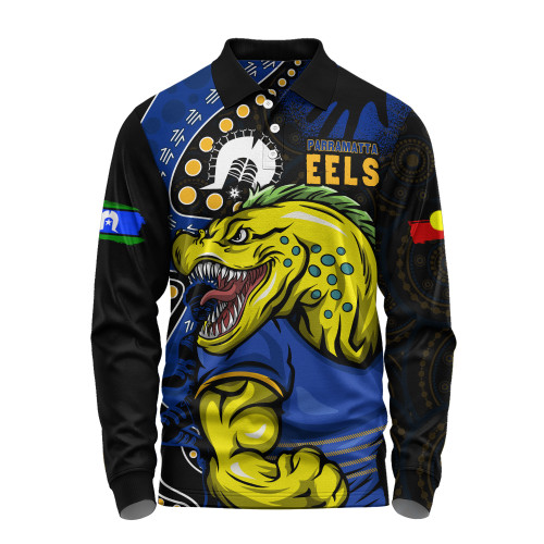Parramatta Eels Long Sleeve Polo Shirt NAIDOC Indigenous Warrior Spirit
