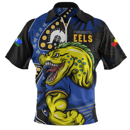 Parramatta Eels Zip Polo Shirt NAIDOC Indigenous Warrior Spirit
