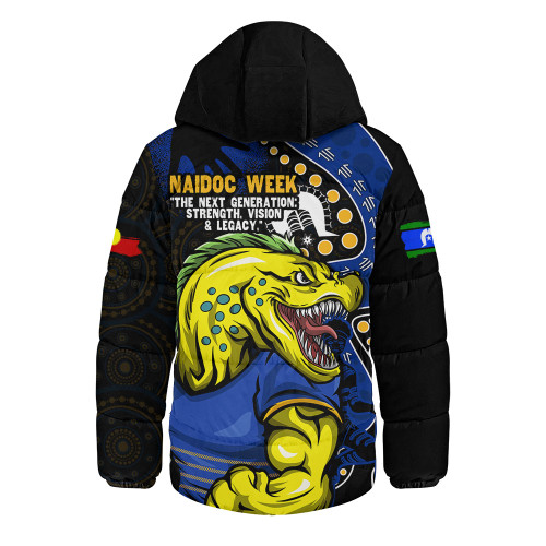 Parramatta Eels Hooded Padded Jacket NAIDOC Indigenous Warrior Spirit