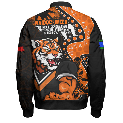 Wests Tigers Bomber Jacket NAIDOC Indigenous Warrior Spirit Wests Tigers Bomber Jacket NAIDOC Indigenous Warrior Spirit