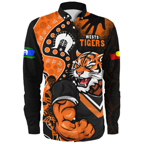 Wests Tigers Long Sleeve Shirt NAIDOC Indigenous Warrior Spirit