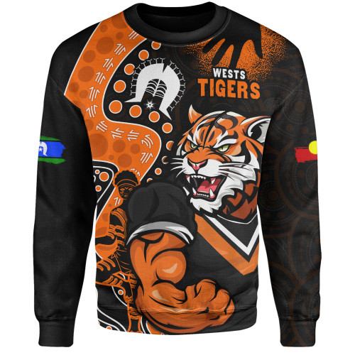 Wests Tigers Sweatshirt NAIDOC Indigenous Warrior Spirit