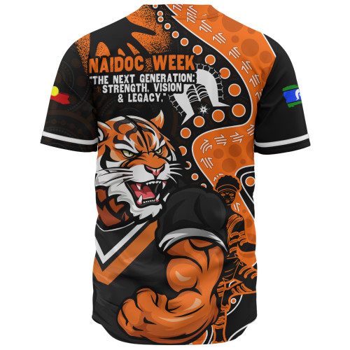 Wests Tigers Baseball Shirt NAIDOC Indigenous Warrior Spirit Wests Tigers Baseball Shirt NAIDOC Indigenous Warrior Spirit
