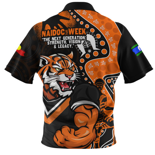 Wests Tigers Zip Polo Shirt NAIDOC Indigenous Warrior Spirit