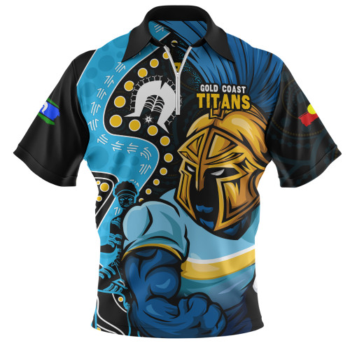 Gold Coast Titans Zip Polo Shirt NAIDOC Indigenous Warrior Spirit