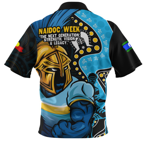 Gold Coast Titans Zip Polo Shirt NAIDOC Indigenous Warrior Spirit Gold Coast Titans Zip Polo Shirt NAIDOC Indigenous Warrior Spirit