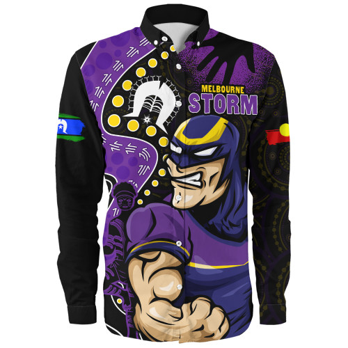 Melbourne Storm Long Sleeve Shirt NAIDOC Indigenous Warrior Spirit