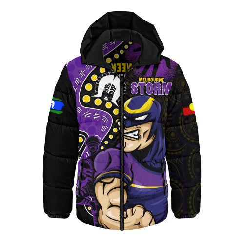 Melbourne Storm Hooded Padded Jacket NAIDOC Indigenous Warrior Spirit