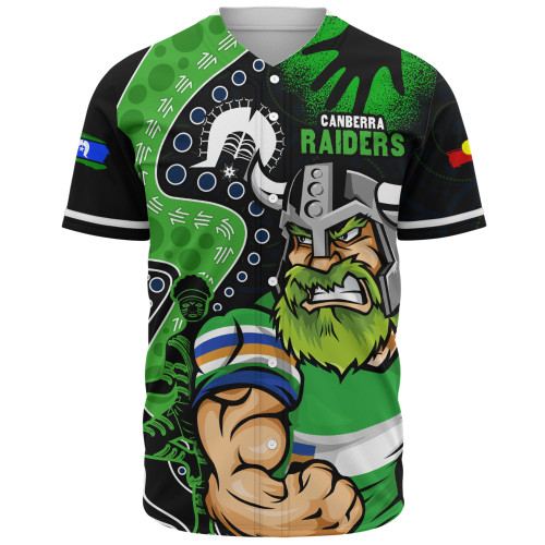 Canberra Raiders Baseball Shirt NAIDOC Indigenous Warrior Spirit