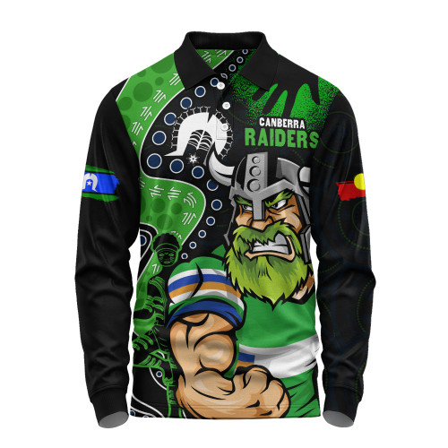 Canberra Raiders Long Sleeve Polo Shirt NAIDOC Indigenous Warrior Spirit