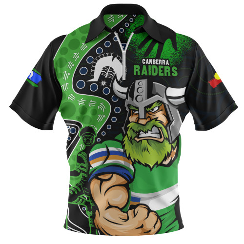 Canberra Raiders Zip Polo Shirt NAIDOC Indigenous Warrior Spirit