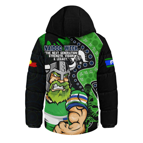 Canberra Raiders Hooded Padded Jacket NAIDOC Indigenous Warrior Spirit Canberra Raiders Hooded Padded Jacket NAIDOC Indigenous Warrior Spirit