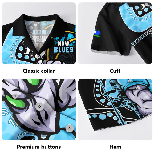 New South Wales Blues Hawaiian Shirt NAIDOC Indigenous Warrior Spirit New South Wales Blues Hawaiian Shirt NAIDOC Indigenous Warrior Spirit