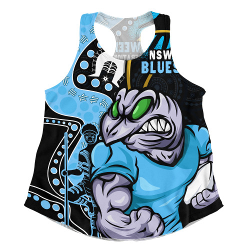 New South Wales Blues Women Racerback Singlet NAIDOC Indigenous Warrior Spirit