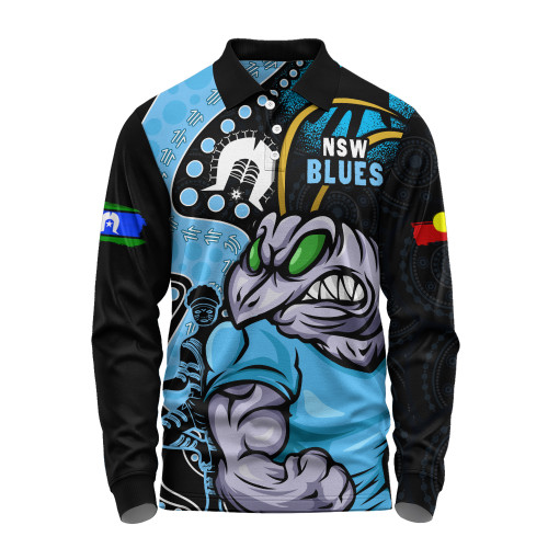 New South Wales Blues Long Sleeve Polo Shirt NAIDOC Indigenous Warrior Spirit