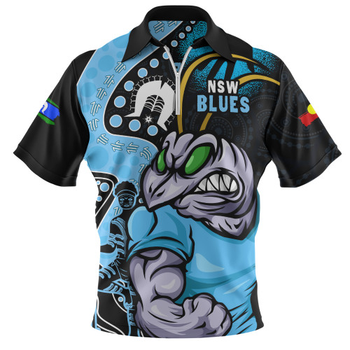 New South Wales Blues Zip Polo Shirt NAIDOC Indigenous Warrior Spirit