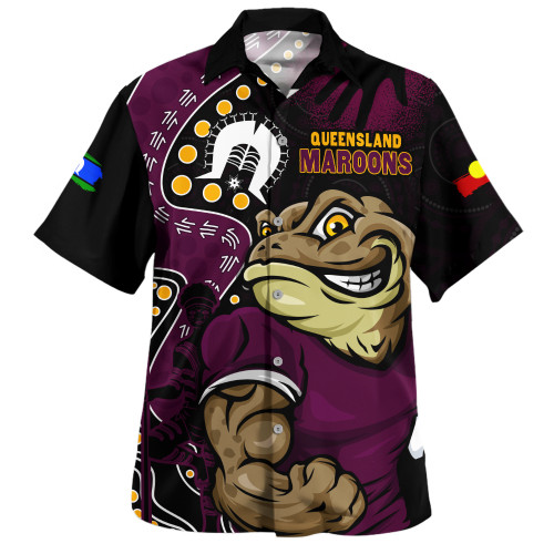 Queensland Maroons Hawaiian Shirt NAIDOC Indigenous Warrior Spirit