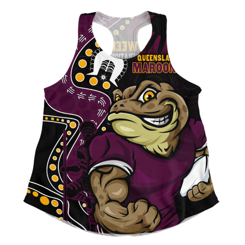 Queensland Maroons Women Racerback Singlet NAIDOC Indigenous Warrior Spirit