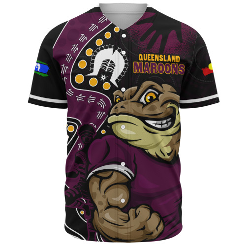 Queensland Maroons Baseball Shirt NAIDOC Indigenous Warrior Spirit