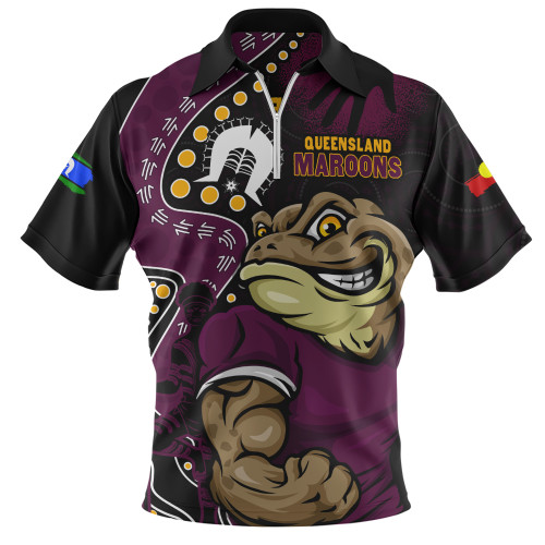 Queensland Maroons Zip Polo Shirt NAIDOC Indigenous Warrior Spirit