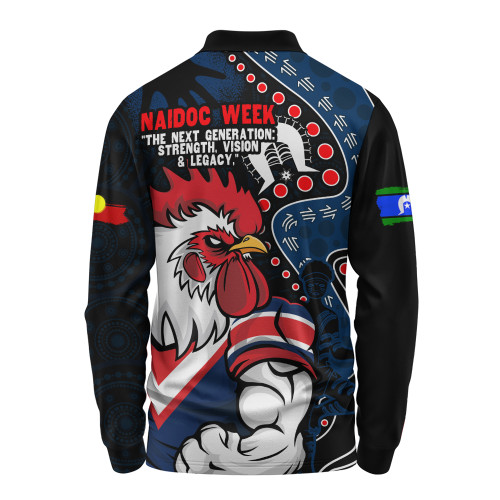 Sydney Roosters Long Sleeve Polo Shirt NAIDOC Indigenous Warrior Spirit