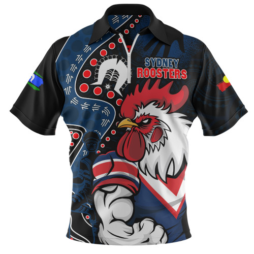 Sydney Roosters Zip Polo Shirt NAIDOC Indigenous Warrior Spirit