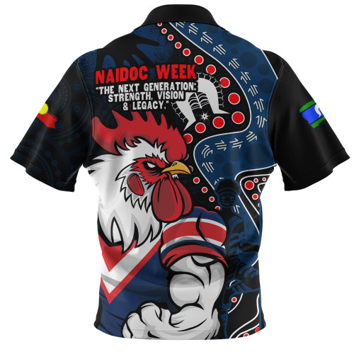 Sydney Roosters Zip Polo Shirt NAIDOC Indigenous Warrior Spirit