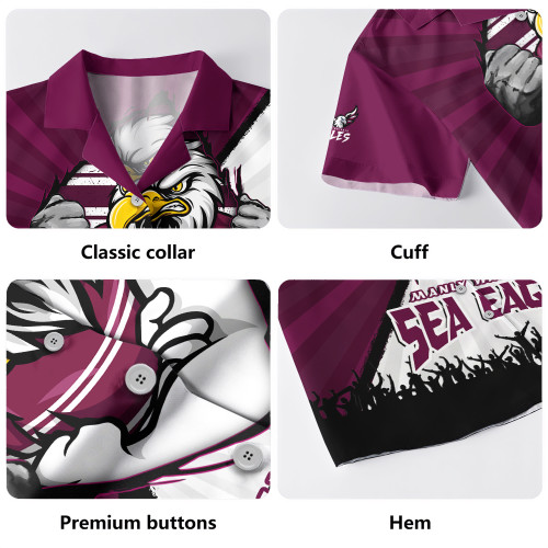 Manly Warringah Sea Eagles Hawaiian Shirt Fearless Soul Series Manly Warringah Sea Eagles Hawaiian Shirt Fearless Soul Series