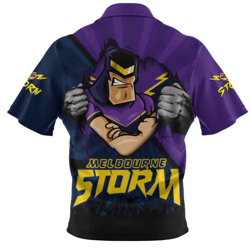 Melbourne Storm Zip Polo Shirt Fearless Soul Series Melbourne Storm Zip Polo Shirt Fearless Soul Series
