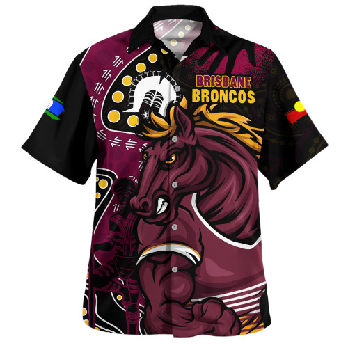 Brisbane Broncos Hawaiian Shirt NAIDOC Indigenous Warrior Spirit
