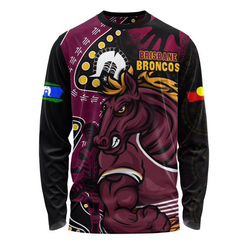 Brisbane Broncos Long Sleeve T-shirt NAIDOC Indigenous Warrior Spirit