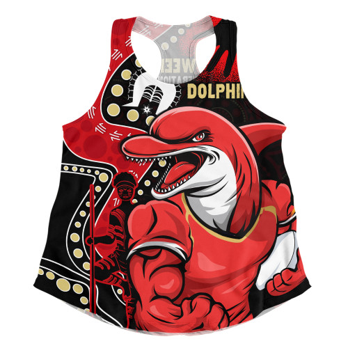 Redcliffe Dolphins Women Racerback Singlet NAIDOC Indigenous Warrior Spirit