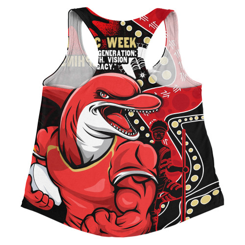 Redcliffe Dolphins Women Racerback Singlet NAIDOC Indigenous Warrior Spirit Redcliffe Dolphins Women Racerback Singlet NAIDOC Indigenous Warrior Spirit