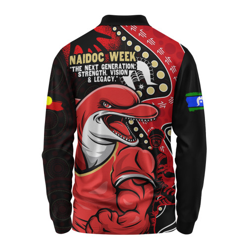 Redcliffe Dolphins Long Sleeve Polo Shirt NAIDOC Indigenous Warrior Spirit Redcliffe Dolphins Long Sleeve Polo Shirt NAIDOC Indigenous Warrior Spirit